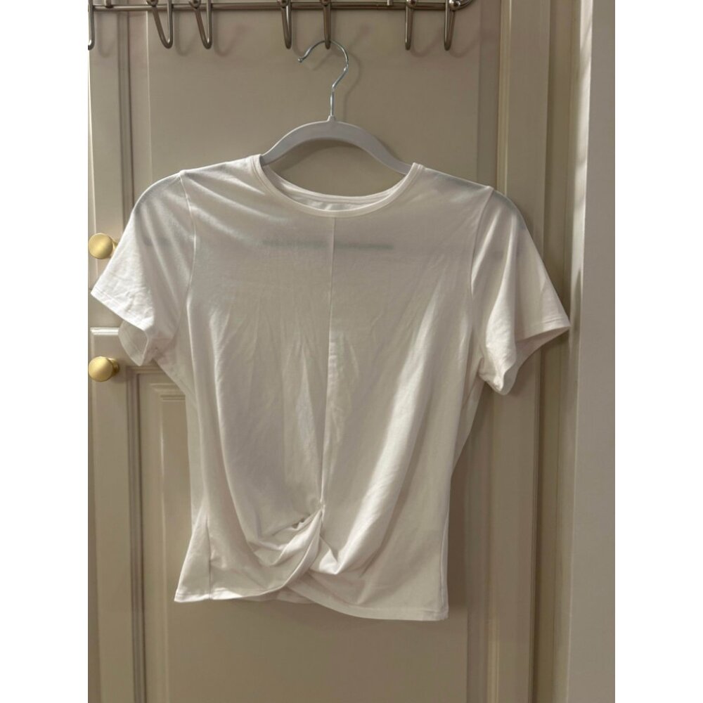 Outdoor Voices Women's White Knot Front T-Shirt Size M Casual Activewear